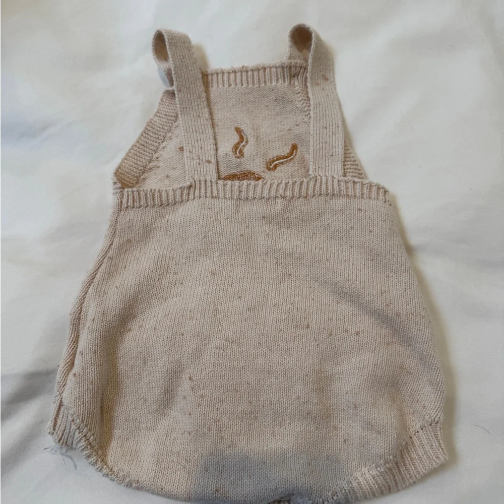 Cozy Beige Sun Knit Romper